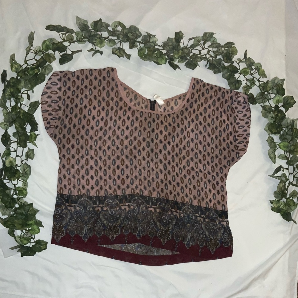 Tribal Print Sheer Top
